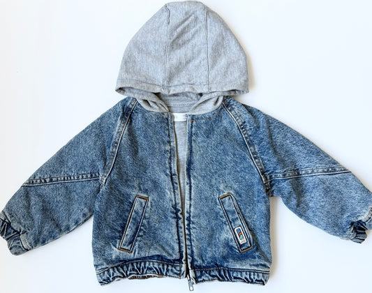 Zara Grey Hood Jean Jacket (12-18 Months)