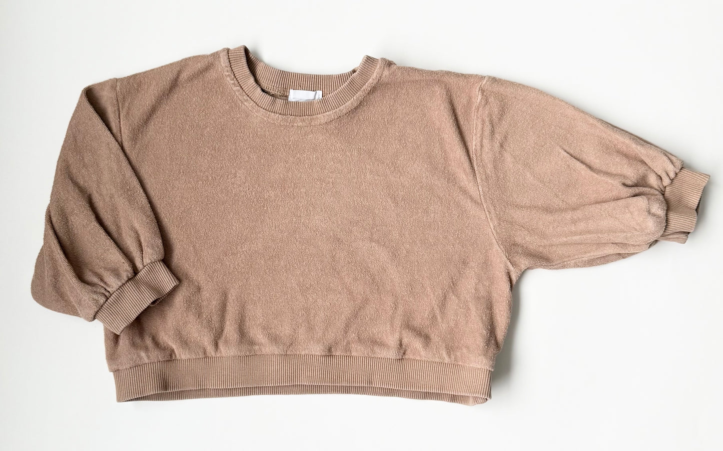 Kindly Brown Terry Cropped Sweater (6-12 Months)