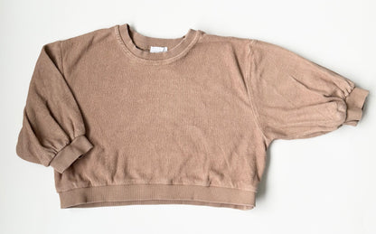 Kindly Brown Terry Cropped Sweater (6-12 Months)
