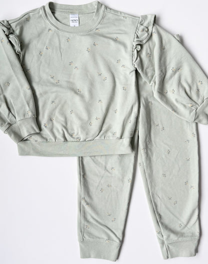 Carters Green Bumblebee Sweater & Pants Set (4T)