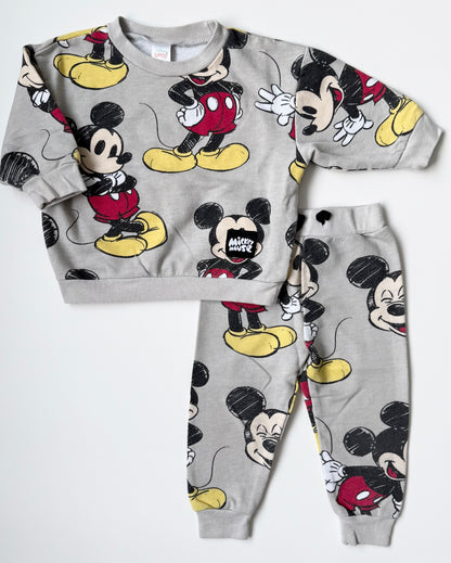 Disney Baby Grey Mickey AOP Sweater & Pants Set (12 Months)