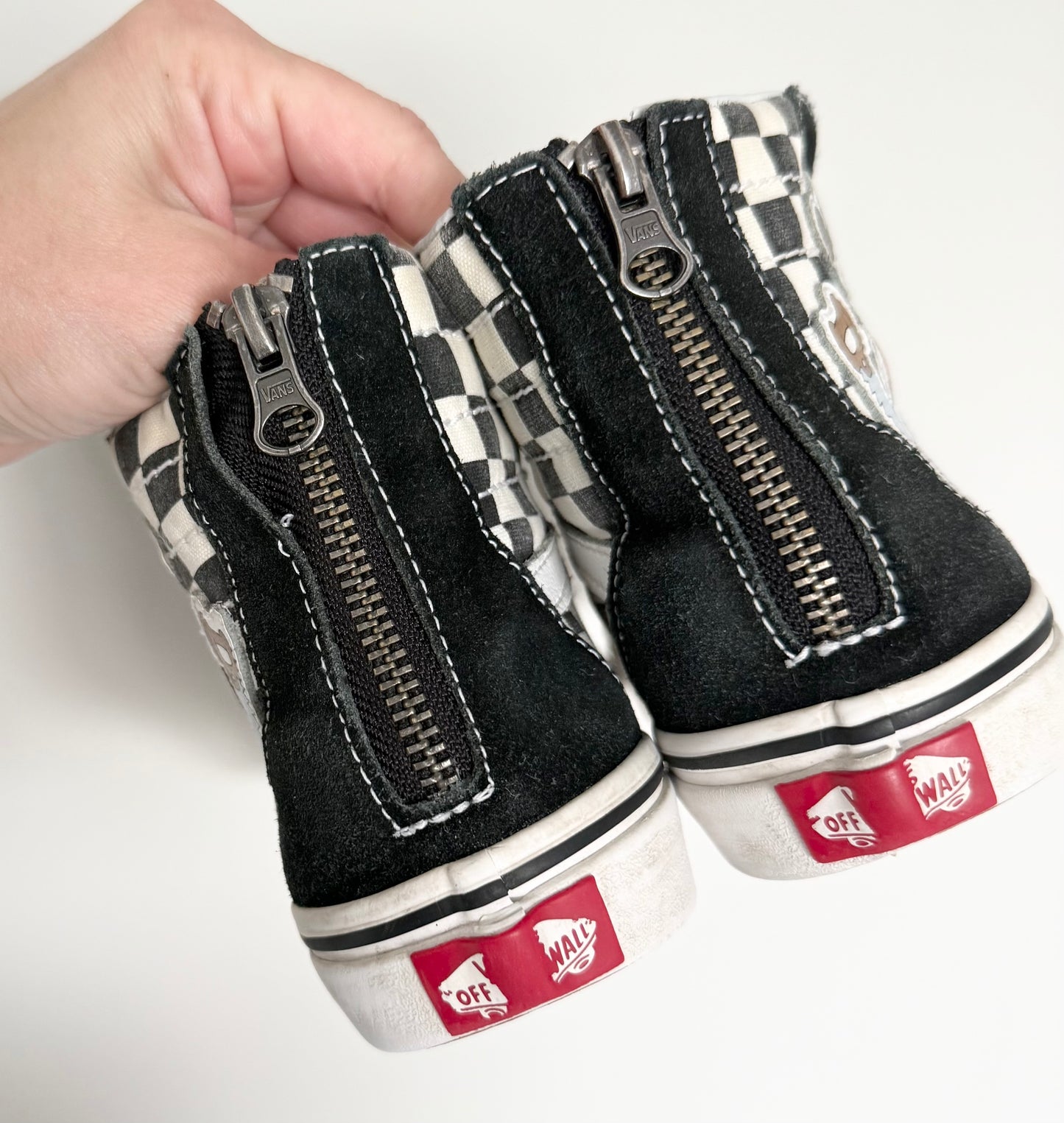 Vans x Disney Black & White Checkered Mickey Mouse High Top Lace Up & Zipper Sneakers (Kids 4)