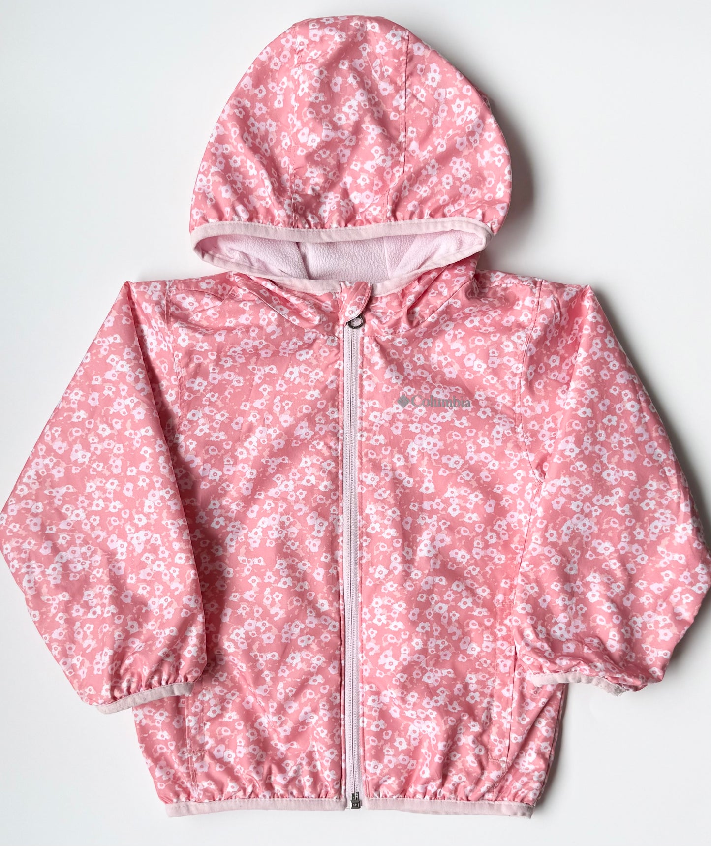 Columbia Mini Pixel Grabber Light Pink Floral Fleece Lined Windbreaker (3T)