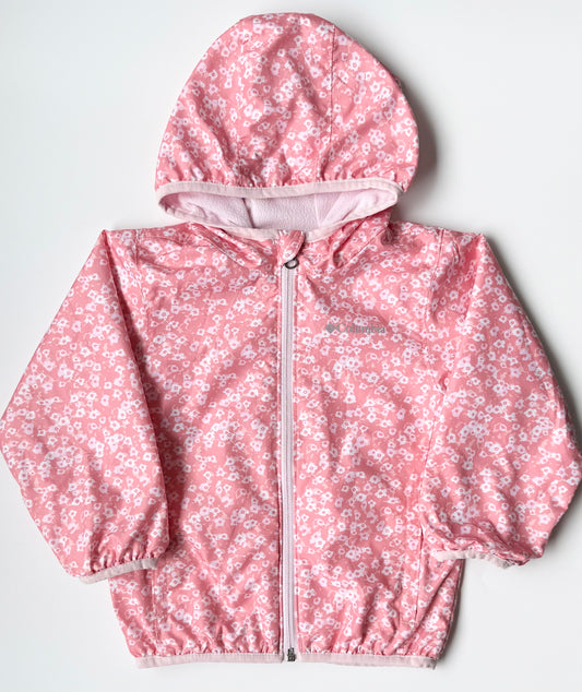 Columbia Mini Pixel Grabber Light Pink Floral Fleece Lined Windbreaker (3T)