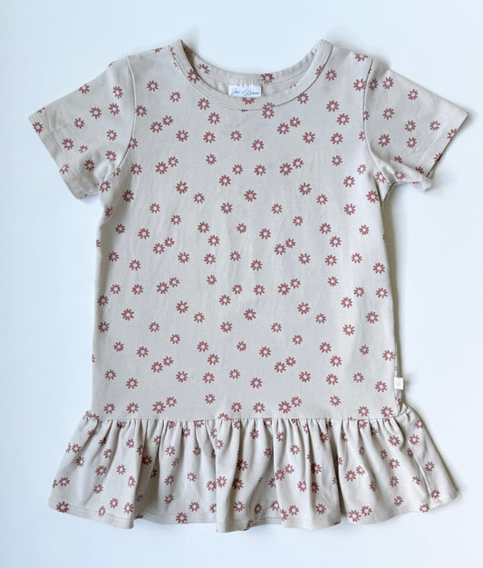 Jax & Lennon Beige Floral Peplum T-Shirt Dress (3/4 Years)