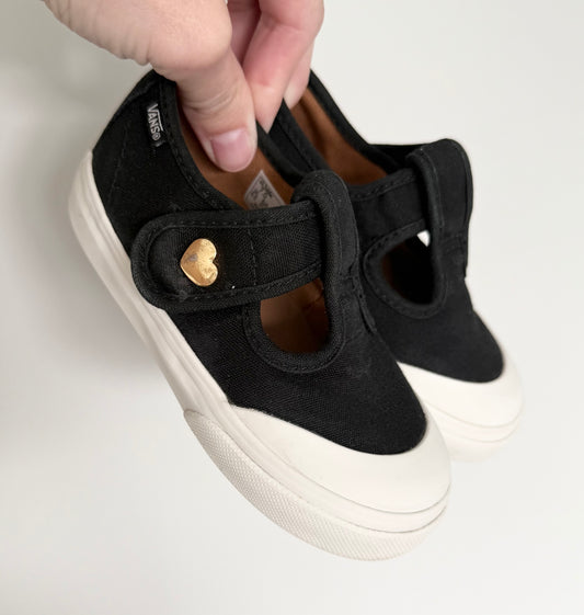 Vans Black & Gold Heart Mary Jane Velcro Sneakers (7)