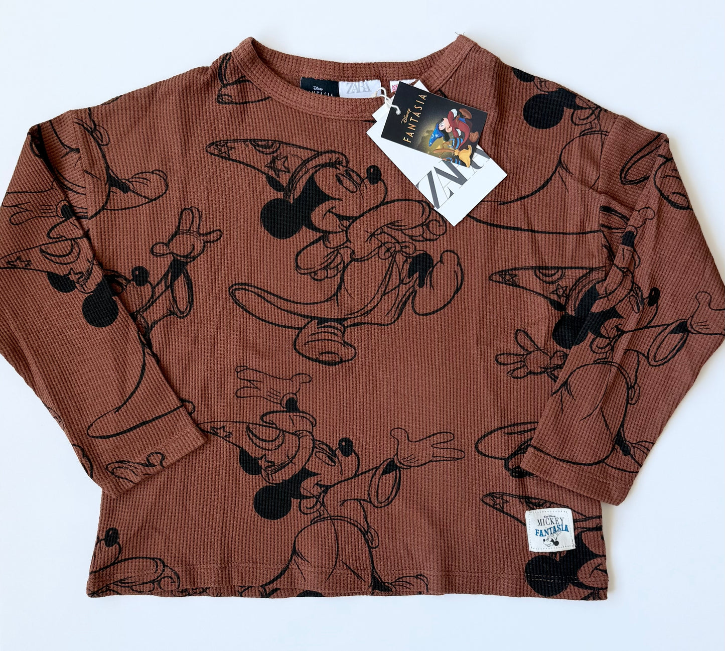 Zara x Disney Brown Waffled Fantasia Sorcerer Mickey Long Sleeve & Pants Set (3-4 Years)