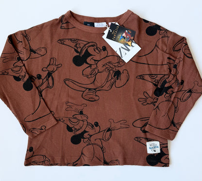 Zara x Disney Brown Waffled Fantasia Sorcerer Mickey Long Sleeve & Pants Set (3-4 Years)