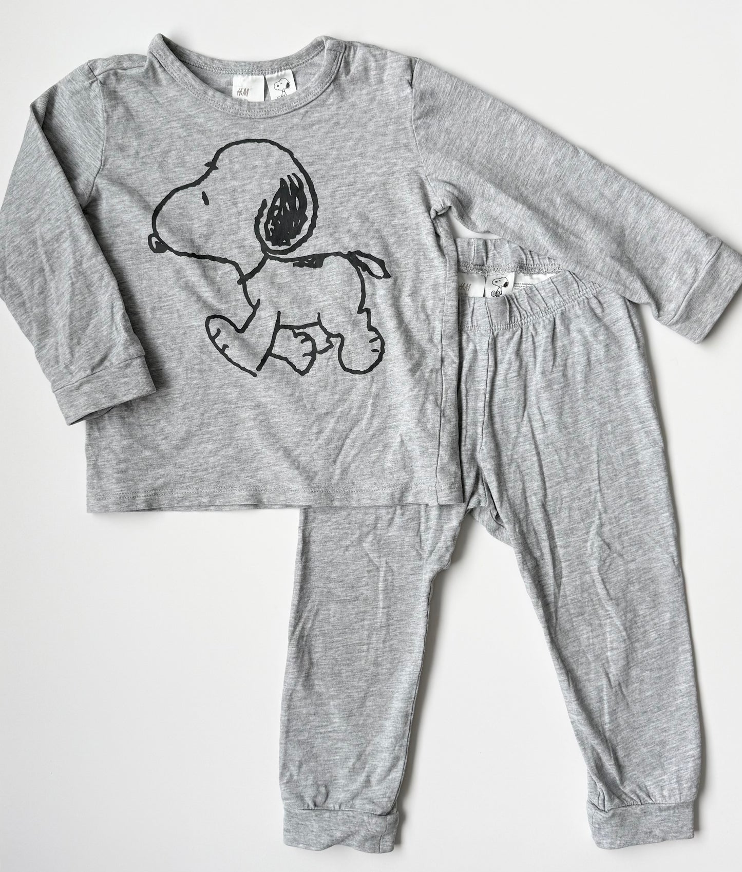 H&M x Peanuts Grey Snoopy Long Sleeve & Pants Set (12-18 Months)