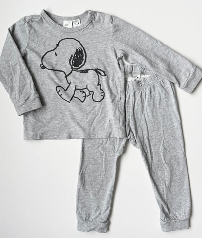 H&M x Peanuts Grey Snoopy Long Sleeve & Pants Set (12-18 Months)