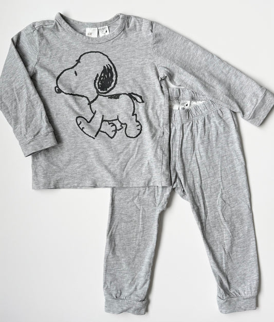 H&M x Peanuts Grey Snoopy Long Sleeve & Pants Set (12-18 Months)