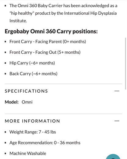 Ergo Omni 360 Classic Baby Carrier in Pearl Grey