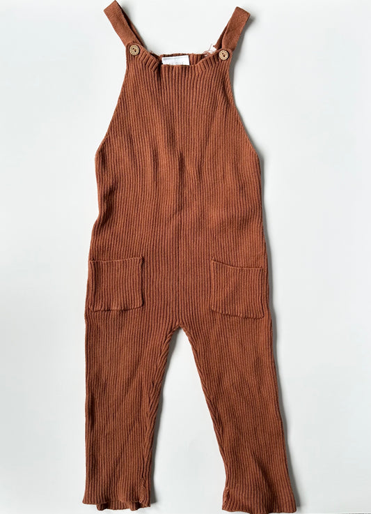 Mebie Baby Light Caramel Brown Ribbed Overalls (3T)