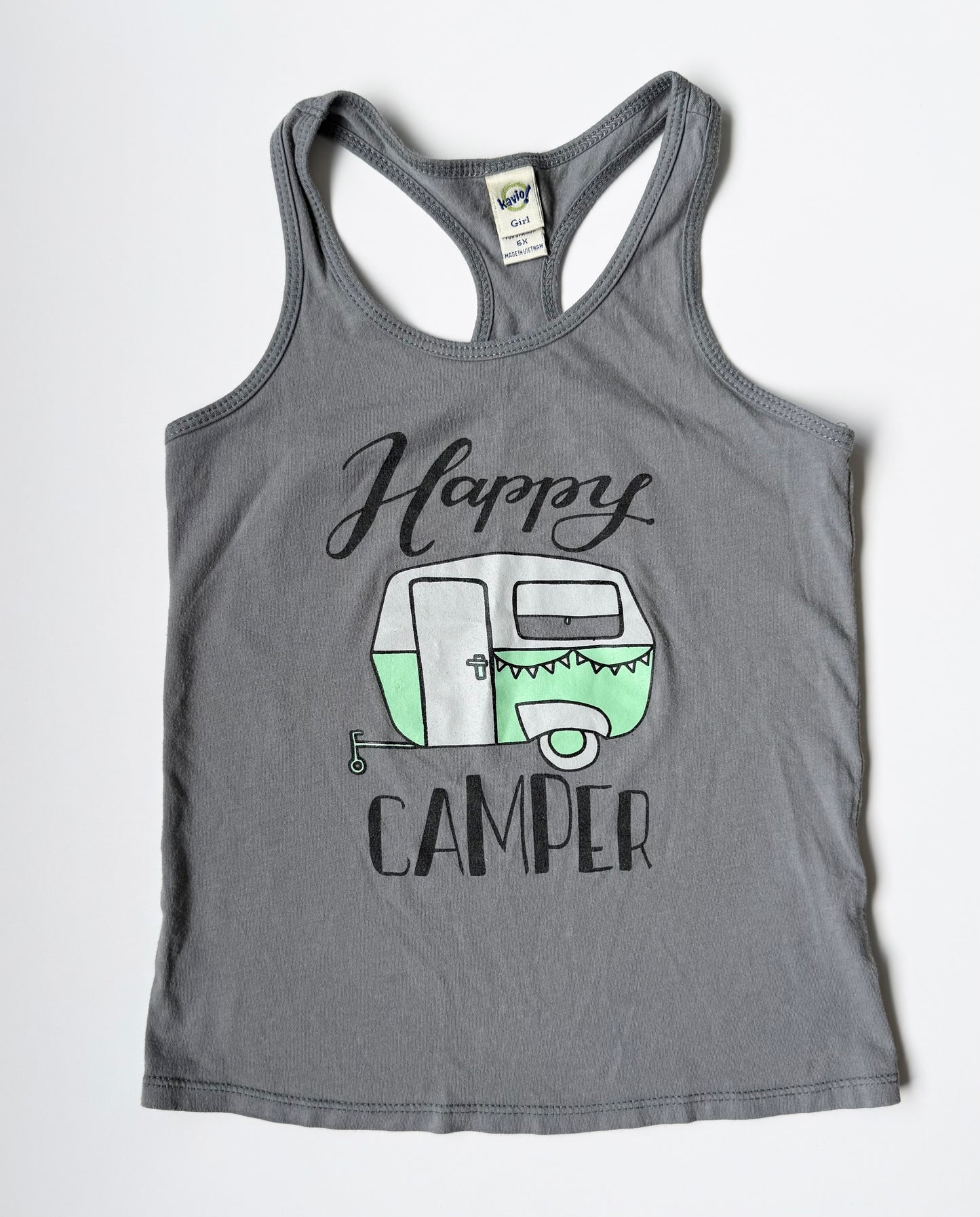 Little Orchard Grey “Happy Camper” Tank Top (6T)