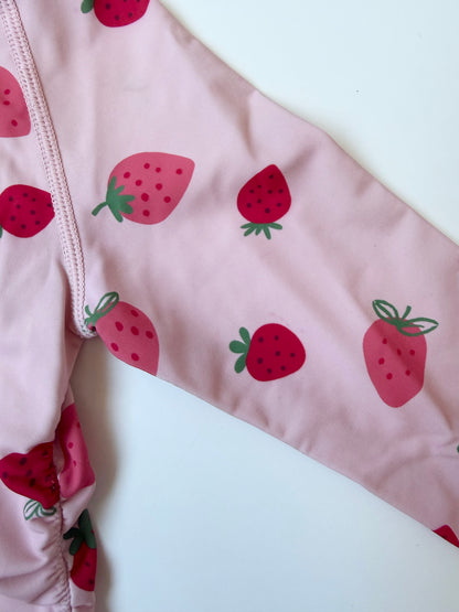Jan & Jul Pink Strawberries Long Sleeve One Piece Swimsuit (18-24 Months)