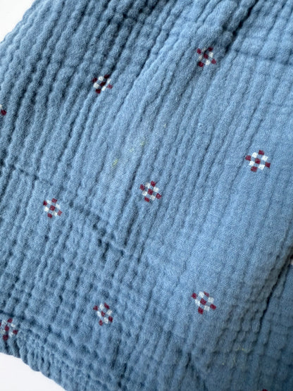 Rabbit + Bear Blue Muslin Wooden Buttons Tank Top (2T)