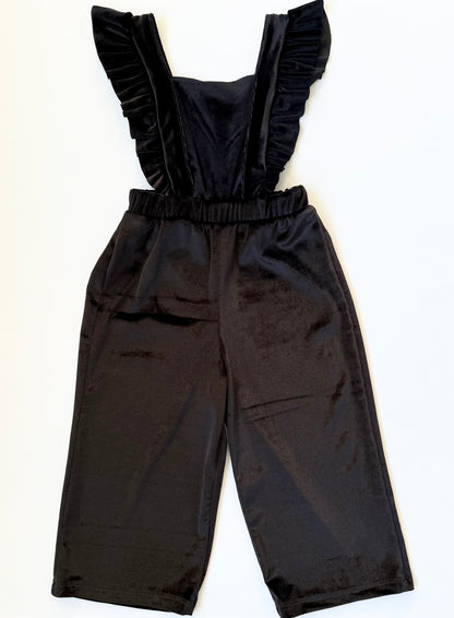 Zara Black Velvet Flutter Sleeve Jumpsuit (18-24 Months)