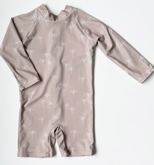 Current Tyed “The Oliver” Beige Palm Trees Sunsuit (2T)