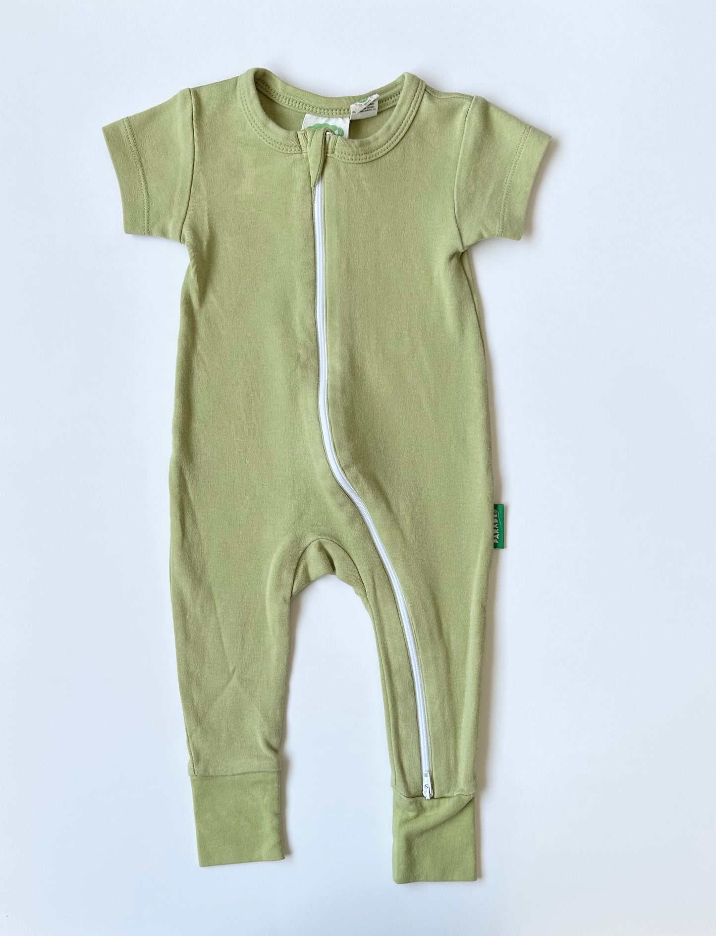 Parade Organics Light Green Short Sleeve Sleeper Romper (3-6 Months)