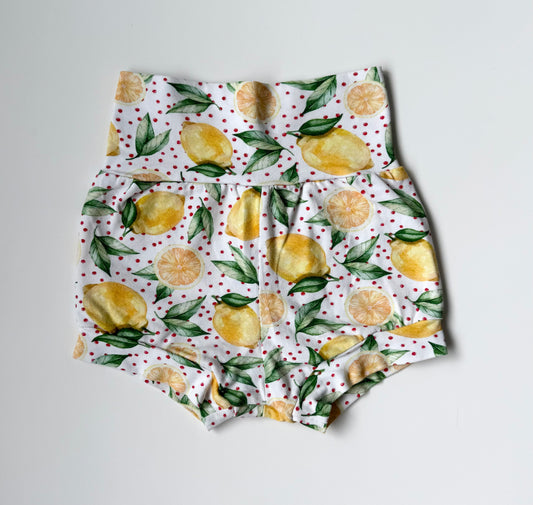 Handmade Yellow Lemons Bummie Shorts (0-6 Months)