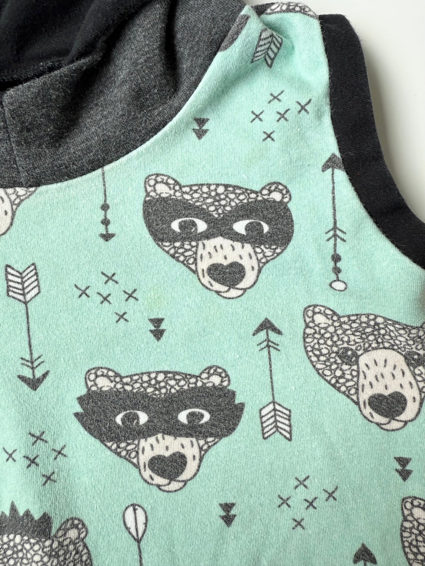 Wild Wonder Grey & Turquoise Bear Hooded Vest (18-24 Months)