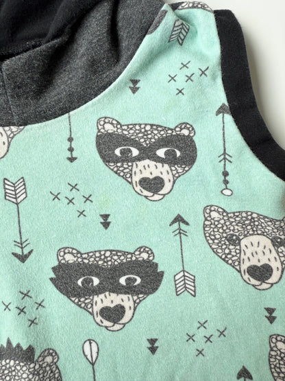 Wild Wonder Grey & Turquoise Bear Hooded Vest (18-24 Months)