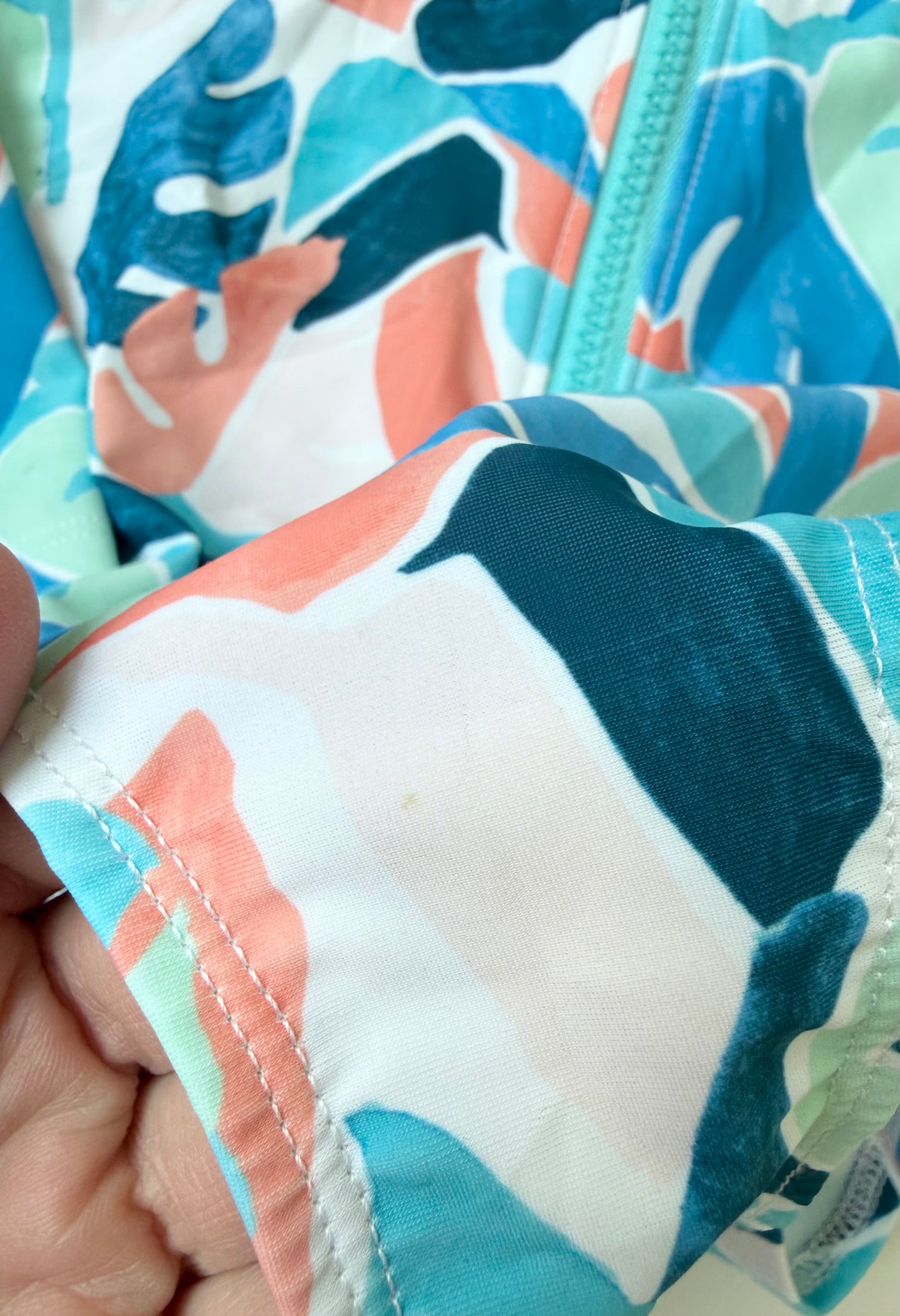 Old Navy Blue & Orange Patterned Long Sleeve Swimsuit (4T)