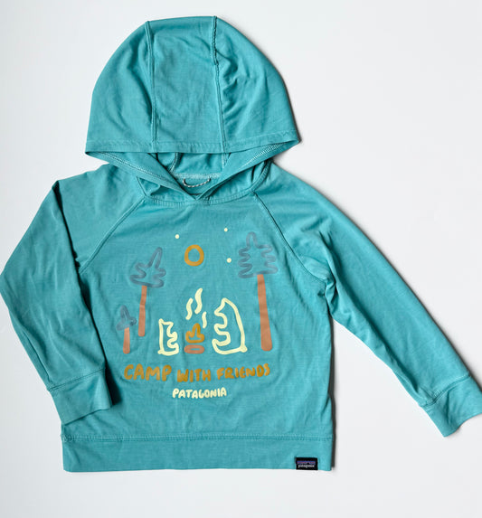 Patagonia Capilene Cool Daily Blue “Camp With Friends” Hooded Long Sleeve (3T)