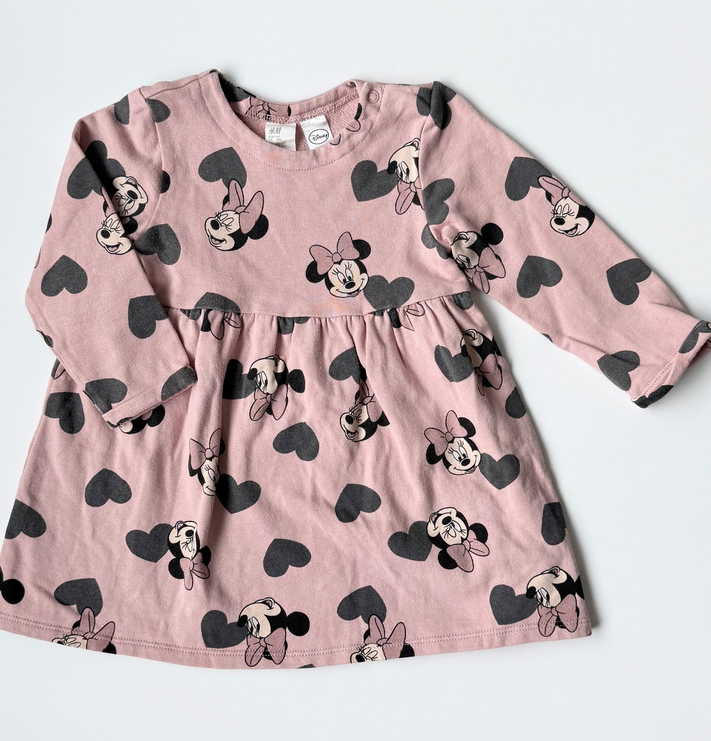 H&M x Disney Minnie Mouse Pink & Black Hearts Sweater Dress (12-18 Months)