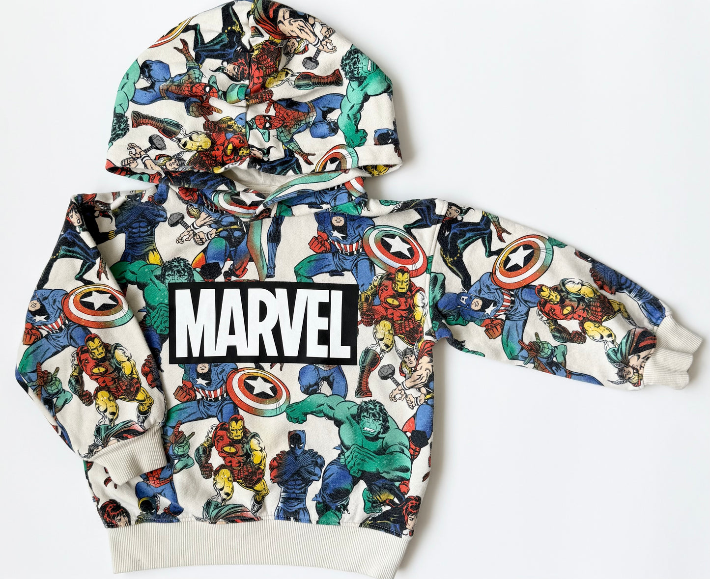 H&M x Marvel AOP Tan Avengers Hoodie (2-3 Years)