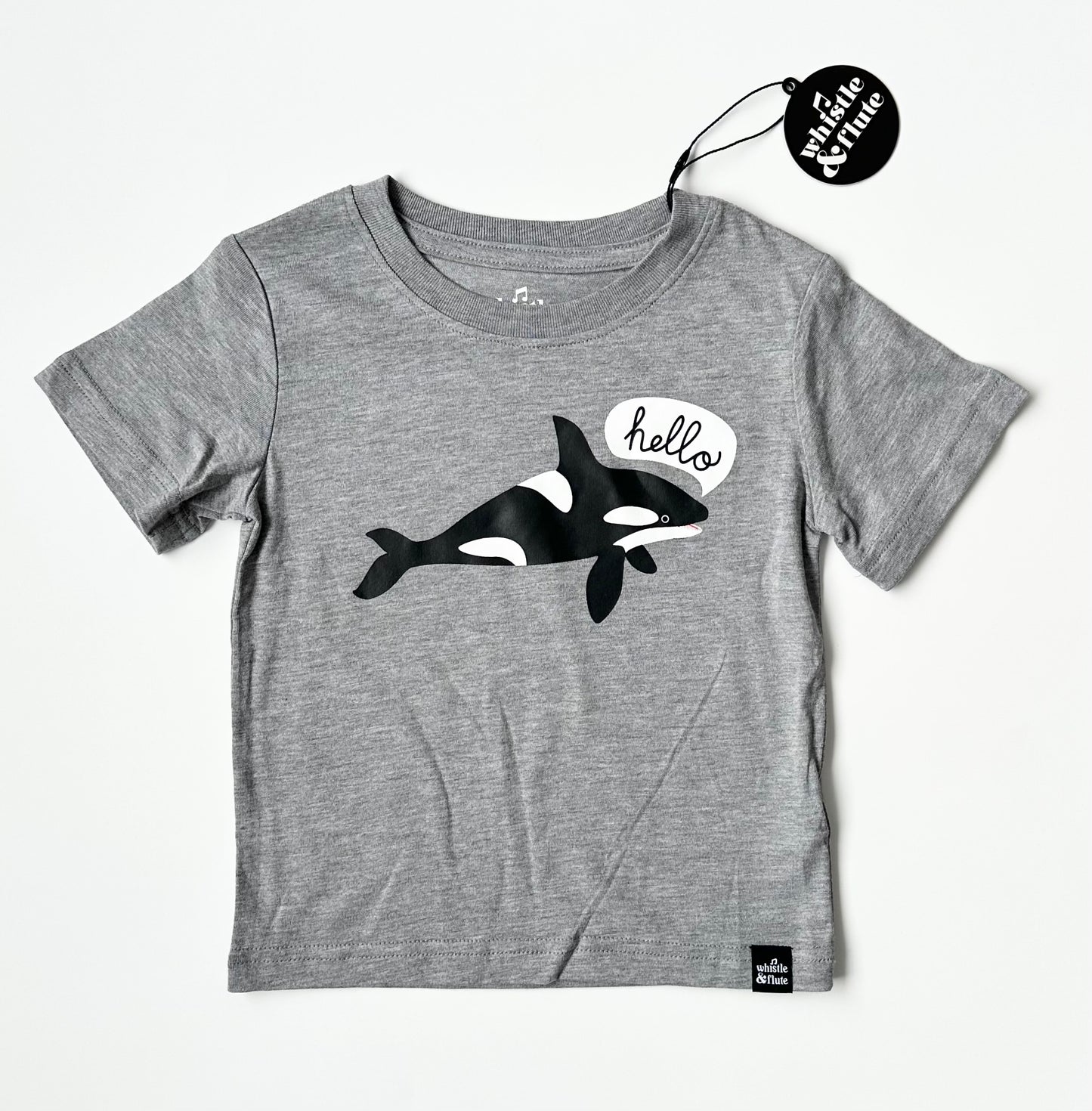 Whistle & Flute Hello Orca Grey T-Shirt (1-2 Years) - New