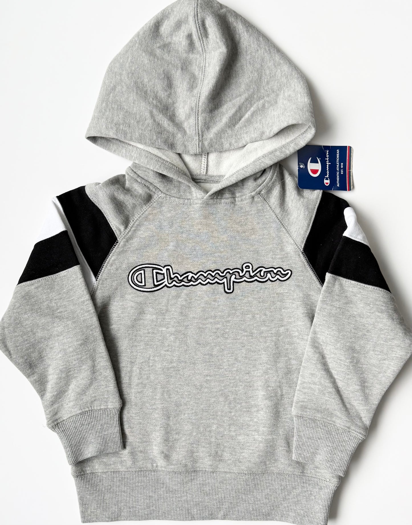 Champion Grey & Striped Hoodie - New (5 Years)