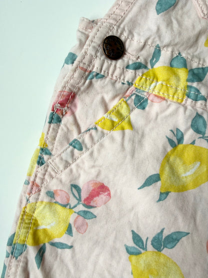 Oshkosh Light Pink Lemons Shorty Overalls (2T)