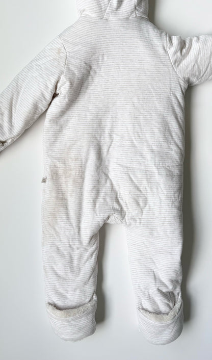 Baby Gap White & Tan Striped Bunting Suit (12-18 Months)
