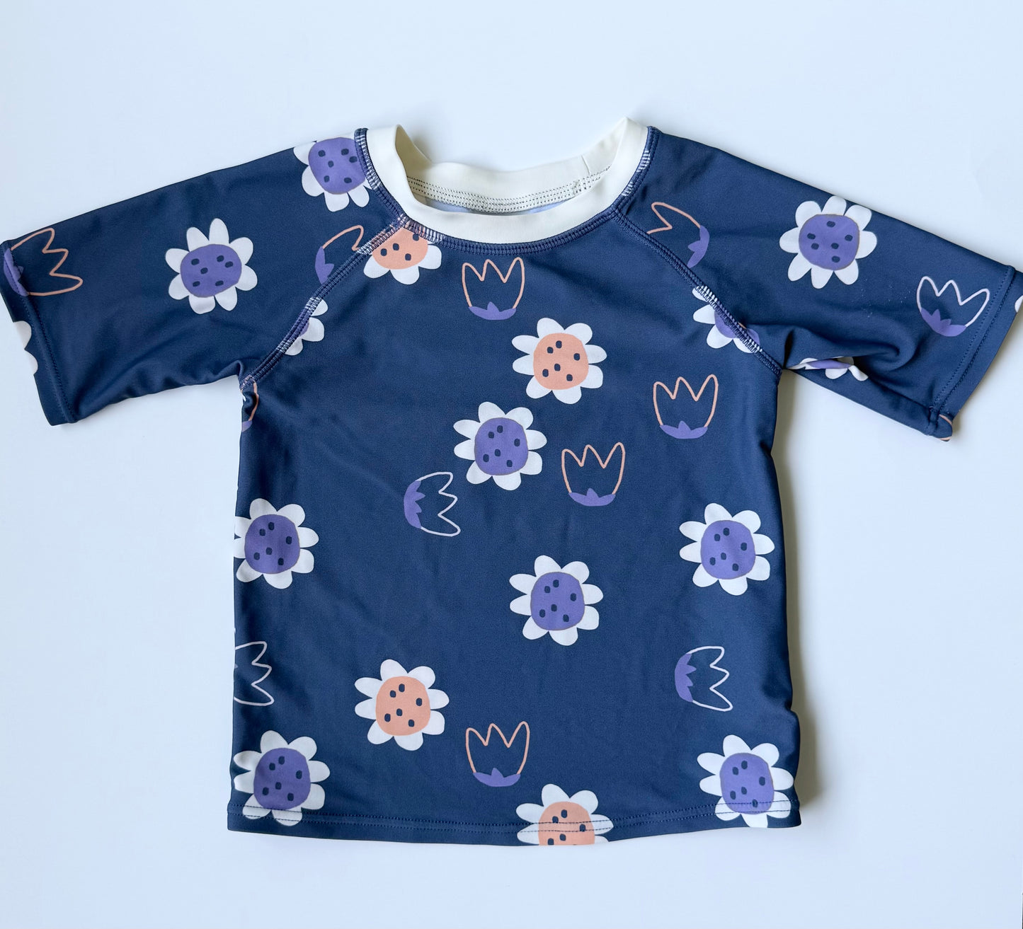 Souris Mini Blue Flower Short Sleeve Swim Top (2/3 Years)