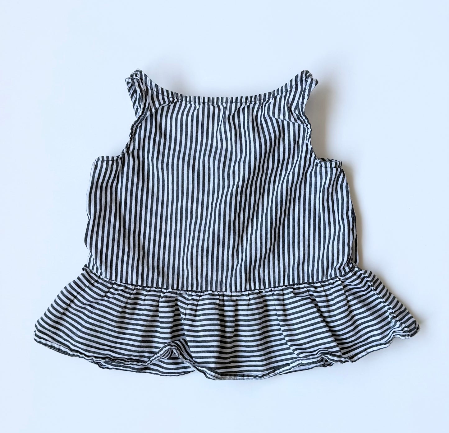 Zara Black & White Striped Cropped Peplum Tank (4T)