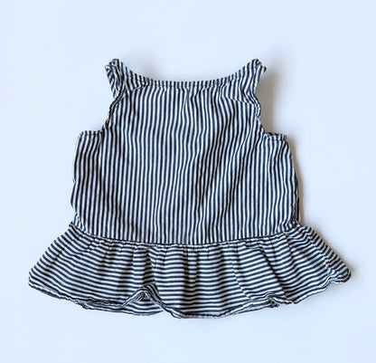 Zara Black & White Striped Cropped Peplum Tank (4T)
