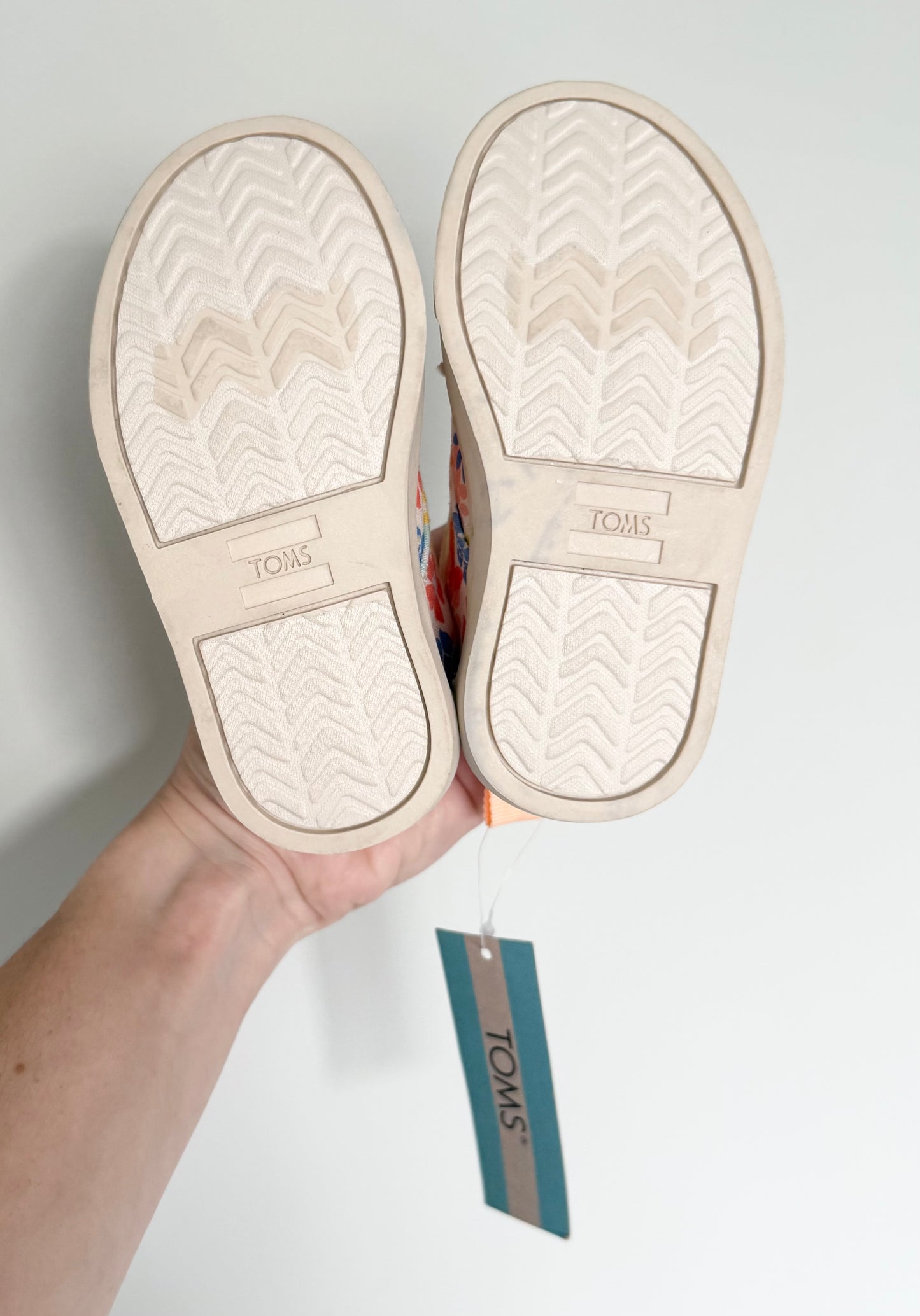 Toms Orange Tropical Floral Velcro Sneakers - New (6)