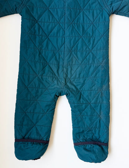 Patagonia Navy Woodland Creatures Reversible Puff-Ball Bunting Suit (12-18 Months)