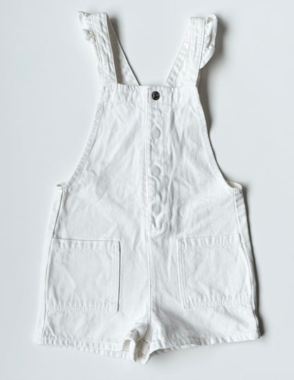 Zara White Jean Shorty Overalls (3-4 Years)