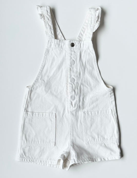 Zara White Jean Shorty Overalls (3-4 Years)
