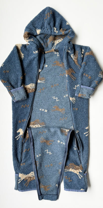 Tsunami Navy & Horses Sherpa Bunting Suit (18-24 Months)