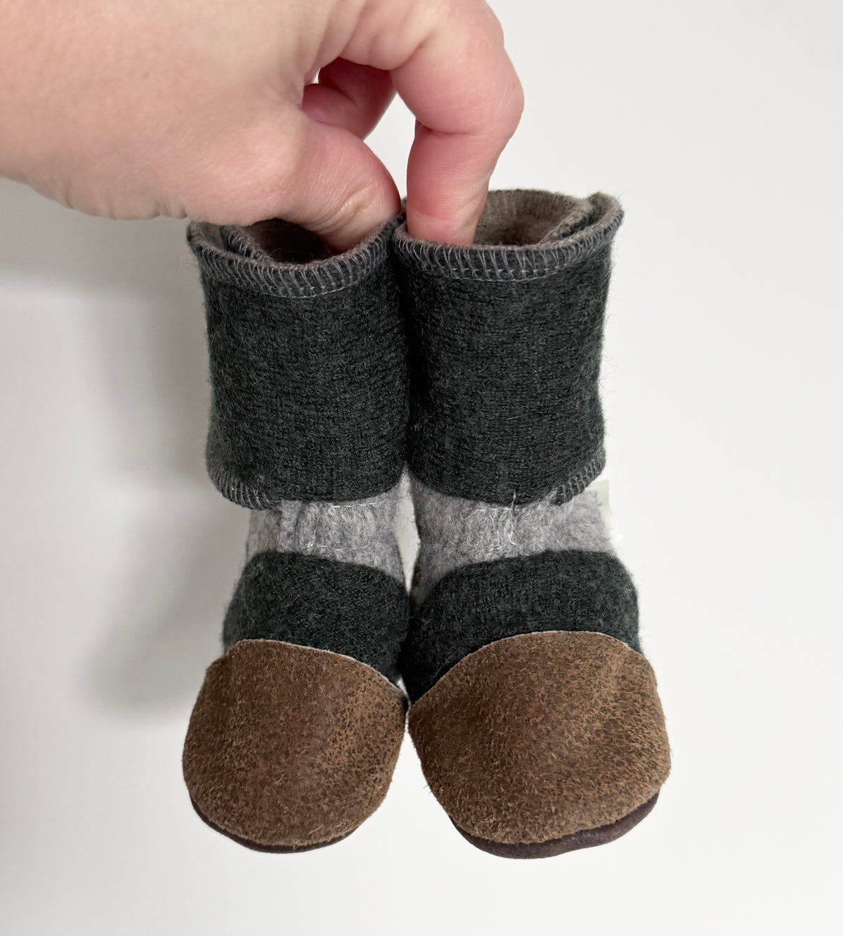 Nooks Green & Grey Wool Booties (2.5/3)