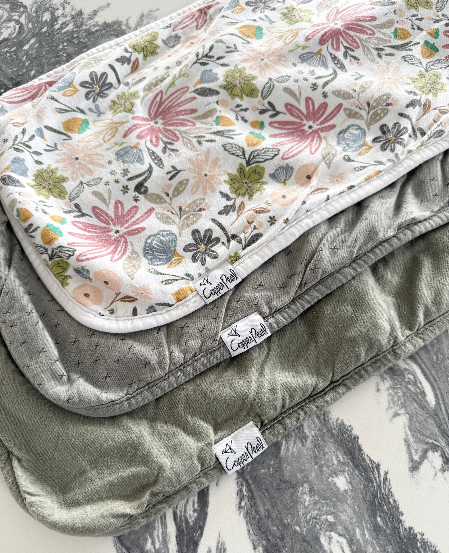 Copper Pearl Baby Burp Cloths Lot