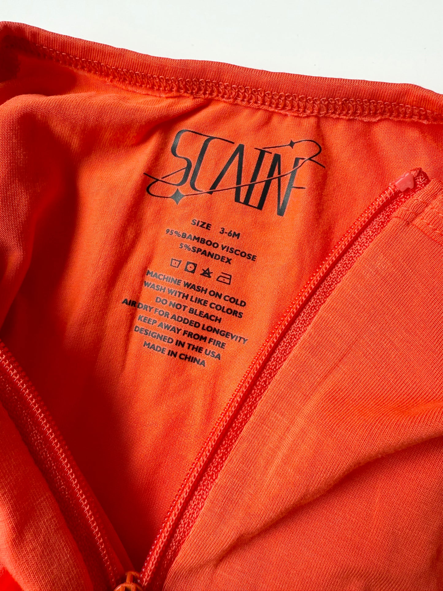 Scainf Bright Orange Sleeper Romper (3-6 Months)