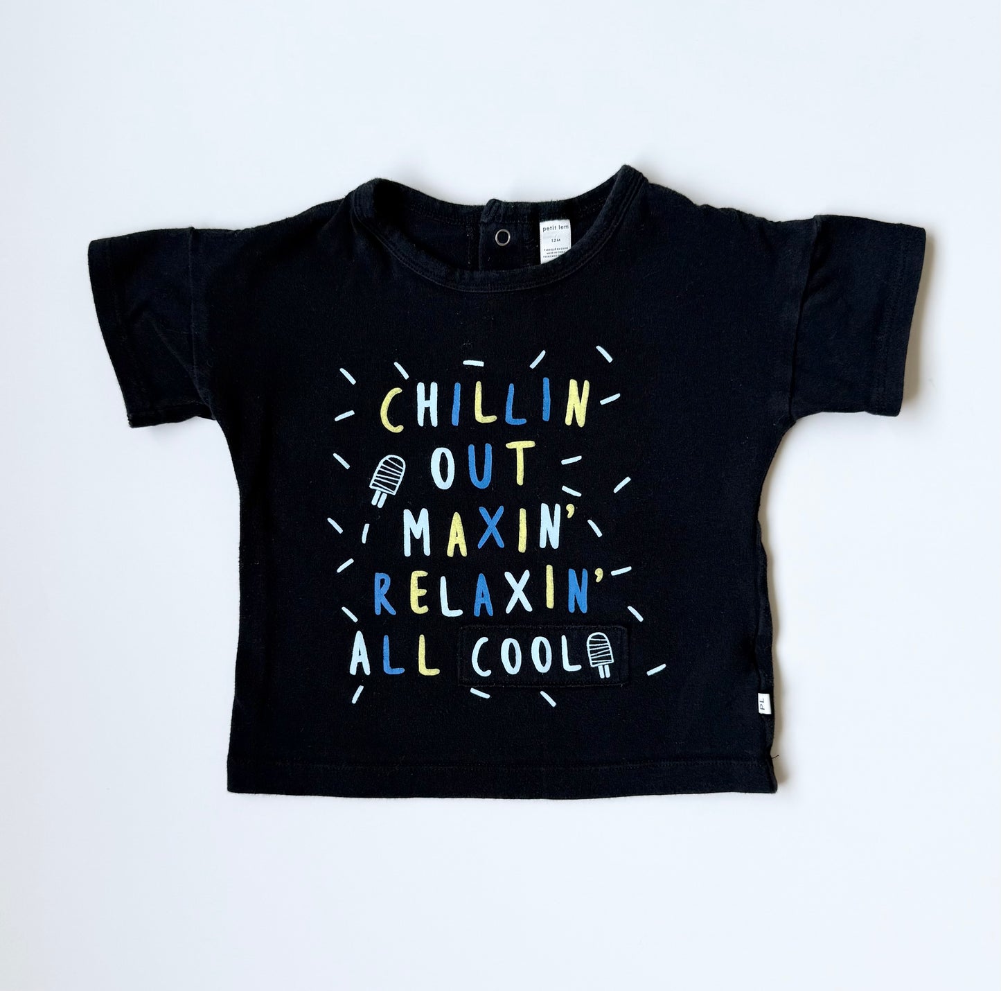 Petit Lem Black ”Chillin Out” T-Shirt (12 Months)