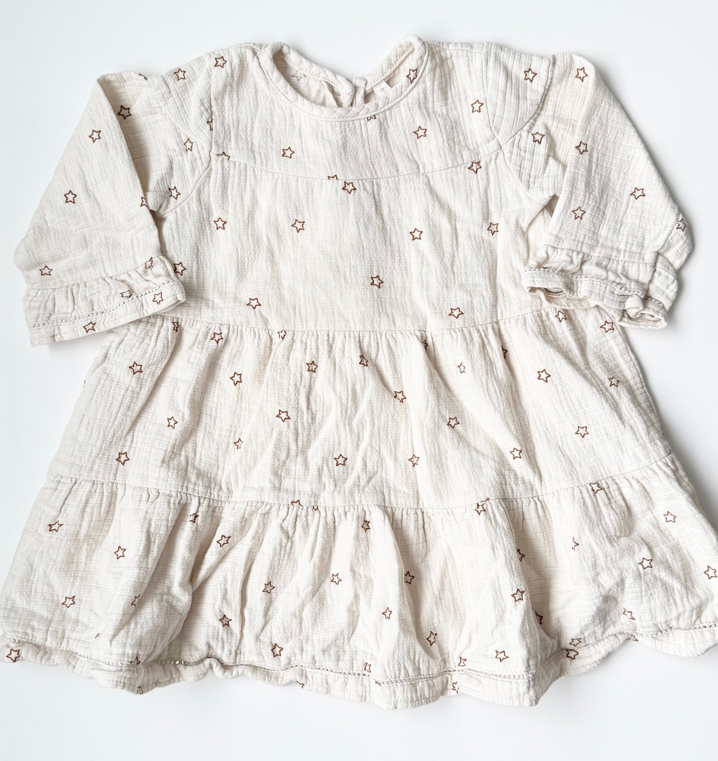 Quincy Mae White Muslin Stars Tiered Belle Dress (4-5 Years)