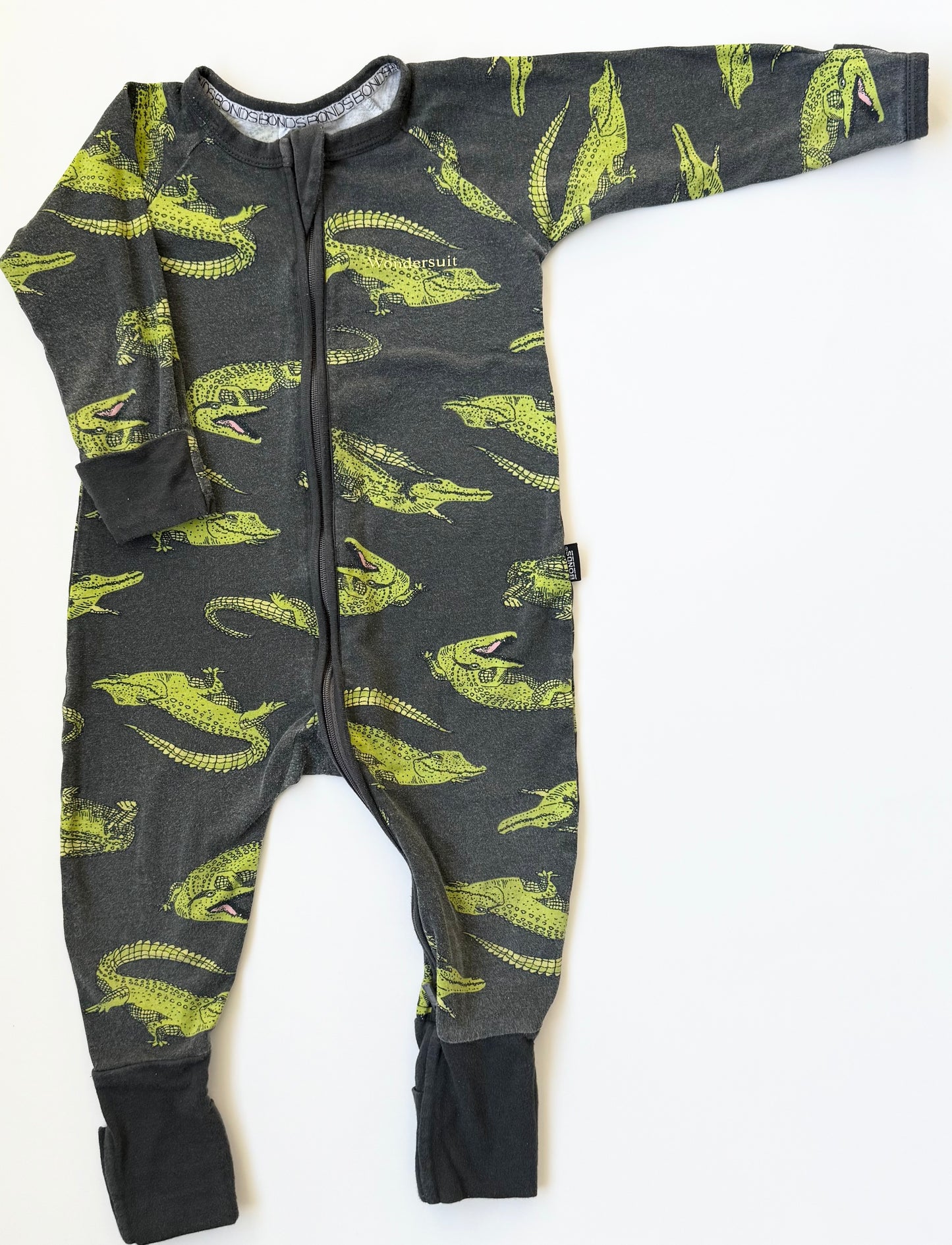 Bonds Wondersuit Black Alligators Sleeper Romper (6-12 Months)