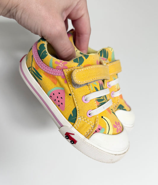 See Kai Run Yellow Tropical Fruit Velcro & Stretch Lace Sneakers (7)
