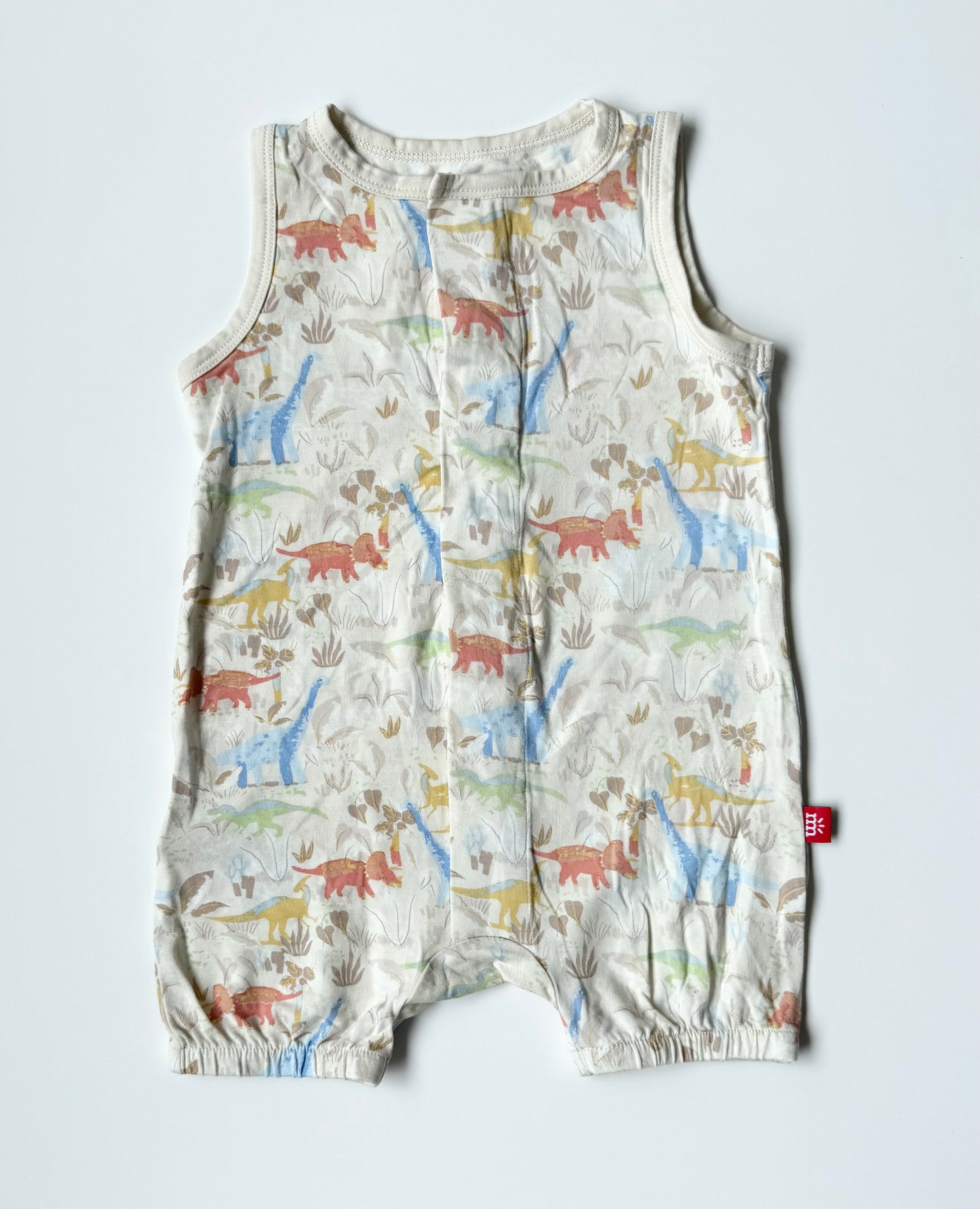 Magnetic Me Tan Dinosaurs Tank Romper (3-6 Months)
